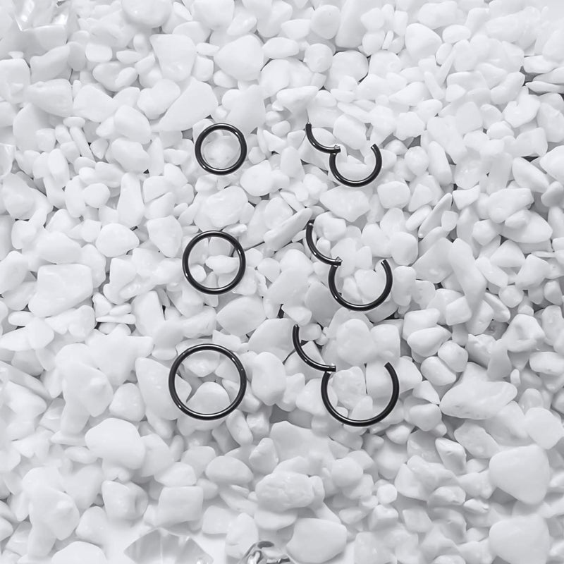 SCERRING 18G Stainless Steel Hinged Clicker Segment Septum Nose Lip Ring Hoop Cartilage Tragus Sleeper Earrings Body Piercing Jewelry 6mm 8mm 10mm 6PCS Black - Image 4